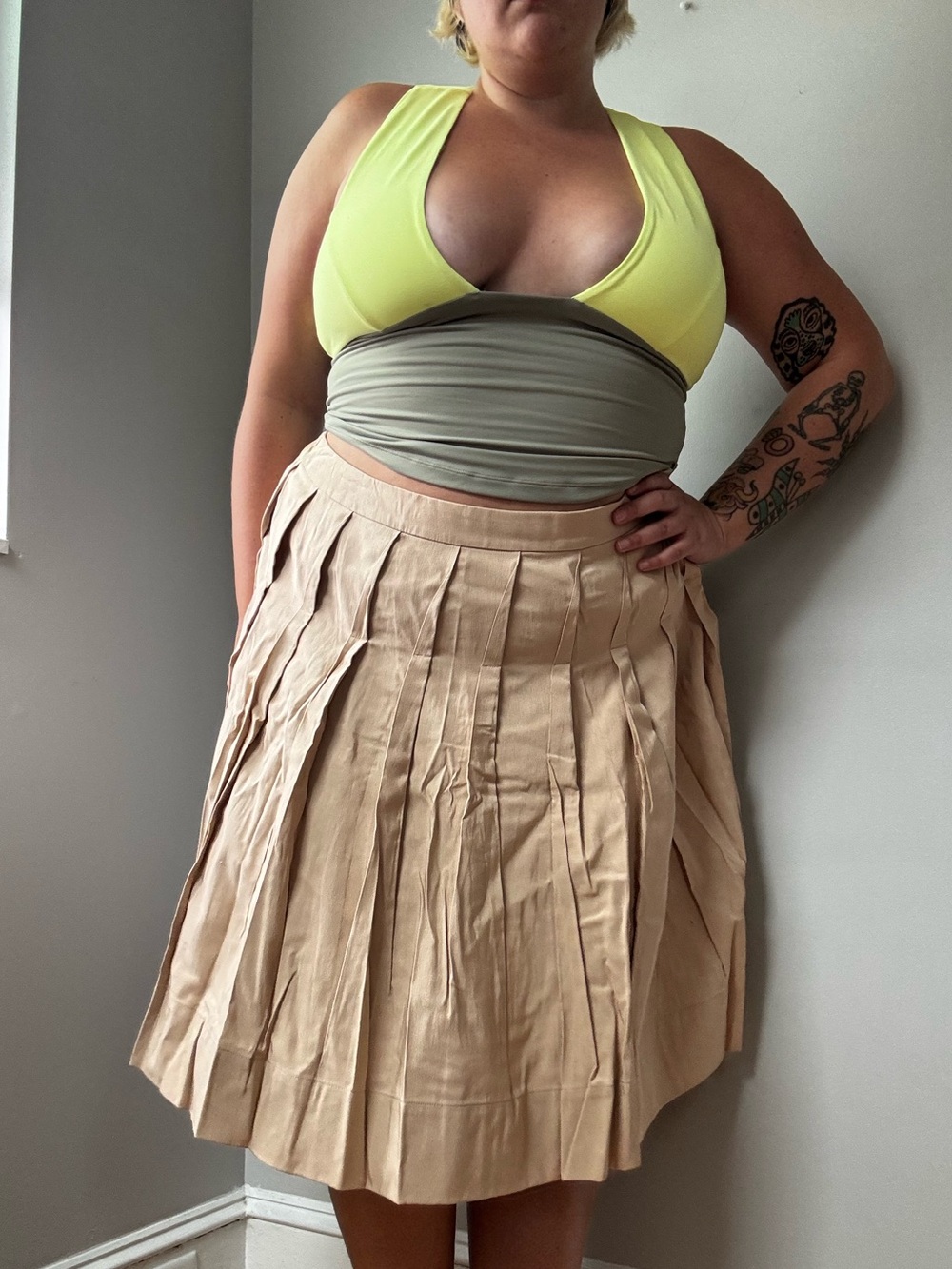 Talbots Khaki Pleated Skirt